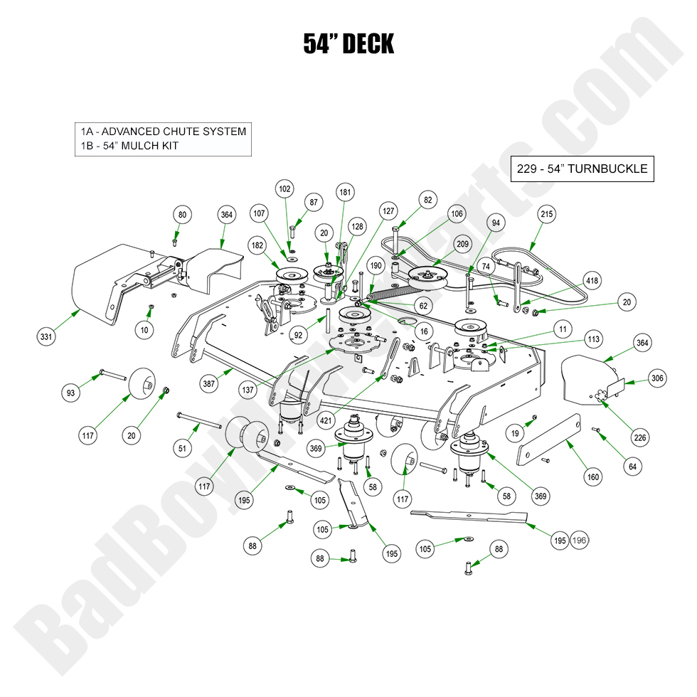 3201 - Bad Boy Mower Parts Lookup > 2023 > Revolt > 54\" Deck Assembly